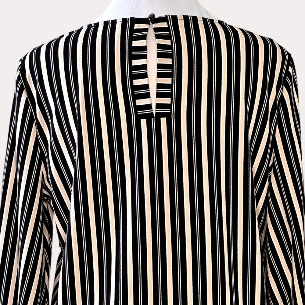 Adrianna Papell Slinky Knit Blouse Top Striped Black Tan S NWOT - Picture 7 of 8